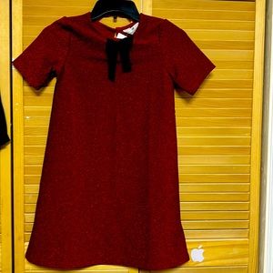 Dark Red sparkling dress with black bow kids size 10